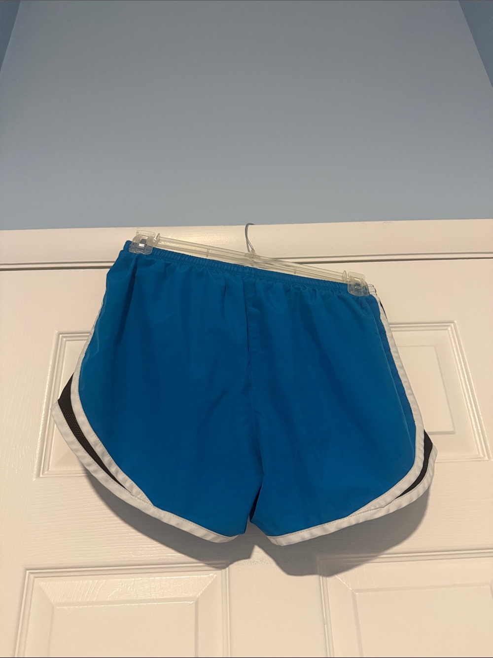 Nike Women's Blue Athletic Shorts with Black and White Accents - Picture 6 of 7